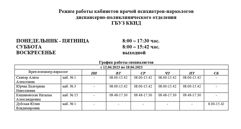 Каширский наркологический диспансер график работы для прохождения медкомиссии